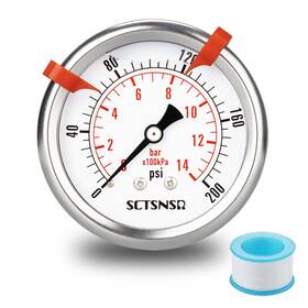 Sc01.25gb04z200 Sctsnsr To 200 Psi Pressure Gauge Glycerin Liquid Filled 2.5 Inch Dial 1/4 Npt Bac Sc01.25gb04z200 Sctsnsr To 200 Psi Pressure Gauge Glycerin Liquid Filled 2.5 Inch Dial 1/4 Npt Bac