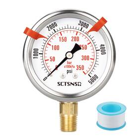 Sc01.25gl04z5000 Sctsnsr To 5000 Psi Hydraulic Pressure Gauge Glycerin Liquid Filled 2.5 Inch Dial
