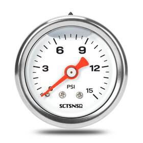 Sc02.15gb02z15 Sctsnsr 0-15 Psi Fuel Pressure Gauge 1.5 Inch Dial Size 1/8 Npt Back Mount Stainless