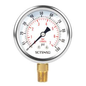 Y25gl04z100 Sctsnsr 2-1/2 Inch Dial Size 0-100 Psi Pressure Gauge Glycerin Liquid Filled 1/4 Npt