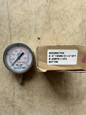 G252001pss Seal Fast 2 1/2 Inch Face X 1/4 All Stainless Liquid Filled Psi Gauge