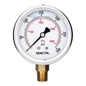Senctrl 313045869854 0-300 Psi Glycerin Liquid Filled Pressure Gauge 2.5 Inch Dial Size 1/4 Npt Lower