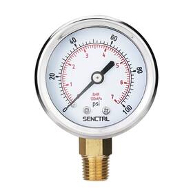 Senctrl 313057882827 0-100 Psi Pressure Gauge 2 Inch Dial Size 1/4 Npt Lower Mount Waterproof