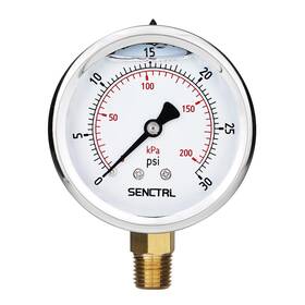 Senctrl 445024952998 0-30 Psi Glycerin Liquid Filled Low Pressure Gauge 2.5 Inch Dial Size 1/4