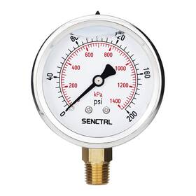 Senctrl 445056824881 0-200 Psi Glycerin Liquid Filled Pressure Gauge 2.5 Inch Dial Size 1/4 Np