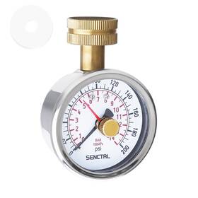 Senctrl 744759642387 0-200 Psi Water Pressure Gauge Test With Lazy Hand Lead-free Waterproo