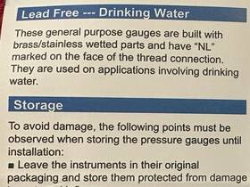 Senctrl Hypro Type Gg600 Glycerin Drinking Water Pressure Gauge 2-1/2 Inch Face 1/4 Lm 0-600 Psi - Gg3