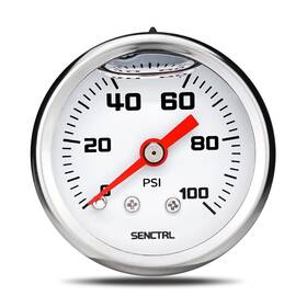 Y.4ugb02.0 Senctrl Y.4ugb02.0/100#b 0-100 Psi Fuel Pressure Gauge 1-1/2 Inch Black Dial 1/8 Npt Back Mount Glycer