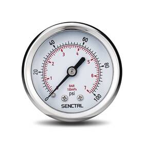 Y.5tdb04.0 Senctrl Y.5tdb04.0/100# 0-100 Psi Pressure Gauge 2 Inch Dial Size 1/4 Npt Back Mount Waterproof Sta