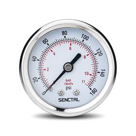 Y.5tdb04.0 Senctrl Y.5tdb04.0/160# 0-160 Psi Pressure Gauge 2 Inch Dial 1/4 Npt Back Mount Waterproof Stainless