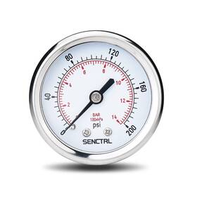 Y.5tdb04.0 Senctrl Y.5tdb04.0/200# 200 Psi Pressure Gauge 2 Inch Dial Size 1/4 Npt Back Mount Waterproof Stainle