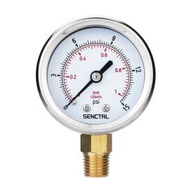 Y.5tdl04.0 Senctrl Y.5tdl04.0/15# 0-15 Psi Low Pressure Gauge 2 Inch Dial Size 1/4 Npt Lower Mount Stainless Steel