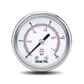 Y.5udb04.0 Senctrl Y.5udb04.0/15# 0-15 Psi Low Pressure Gauge 2 Inch Dial Size 1/4 Npt Back Mount Waterproof Stainl