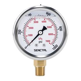 Senctrl Y.6ugl04.0/1000# 0-1000 Psi Glycerin Liquid Filled Pressure Gauge 2.5 Inch Dial Size 1/4