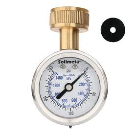 Solimeta 445011249230 2 Inch Glycerine Filled Stainless Steel Water Pressure Test Gauge 0-200 Ps