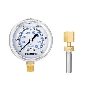 S11028 Solimeta 2-1/2 Inch Dial Size Oil Filled Pressure Gauge 100psi 1/4 Npt