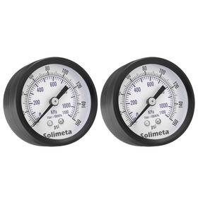 S51013 Solimeta Air Pressure Gauge For Compressor Filter 2 Inch Dial Center Back Mount