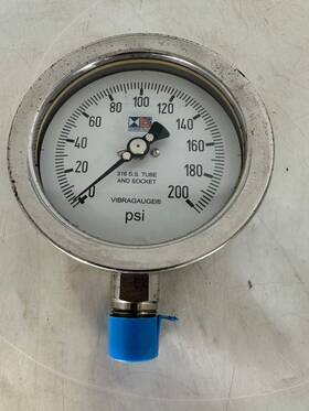 S-9263 Stewarts-usa Erl Commercial Marine Vibragauge Pressure Gauge 0-200 Psi 4 Inch Dial 1/2 Npt No