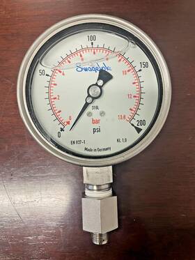 Pgi-100b-pg200-lap1 Swagelok Industrial Pgi Series - To 200 Psi 13.8 Bar Glycerin Filled
