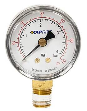 43235-65725 Taprite Regulator Gauge 0-60 Brand Right Hand Thread Sold By Kegconnection