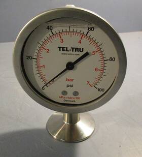 M011980 Tel-tru 0007 Commercial Pressure Gauge 0-100 Psi 0-7 Bar
