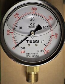 6515c122340040 Tess Gly Filled Pressure Gauge Dia3mm 0 40 Bar 1400psi 1/4bsp
