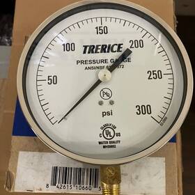 600cb3502la300 Trerice 3 1/2 Inch Pressure Gauge 0-100 Psi 600cb Lead Free Pb