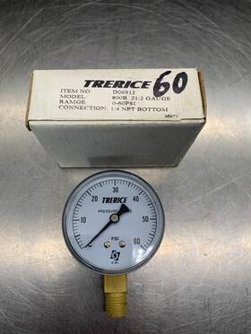 D06912 Trerice Pressure Gauge 2.5 Inch 60psi 1/4 Bm