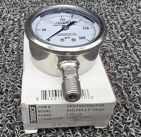 D83lfss2502la140 Trerice D83lfss2502la140. Pressure Gauge 2.5 Inch 0-300 Psi. 1/4 Npt Lower