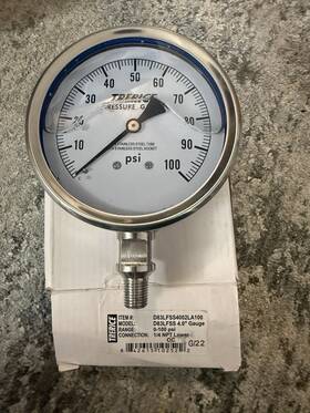 D83lfss4002la100 Trerice 4 Inch 100 Psi Stainless Steel Pressure Gauge Bottom Mount