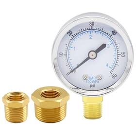 0zm-ids-00475 Uenede Pressure Gauge 0-60psi 1/4 Inch Npt Male Brass Bottom Mount 2 Dial Stainless Ste