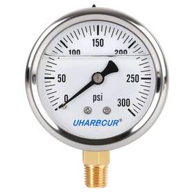 Uharbour 613965828352 Glycerin Filled Pressure Gauge With 304 Stainless Steel Case 2.5 Inch Dial Size 0