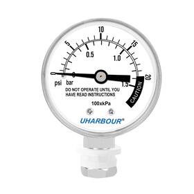 Uharbour 618202883996 0-20psi Stainless Steel Pressure Cooker Gauge 2ftft Bottom Mount Canne