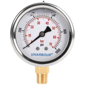 Uharbour 795890825856 Glycerin Filled Pressure Gauge 1000psi/70bar Stainless Steel Case Brass Insid