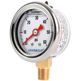 Uharbour 795890825955 Glycerin Filled Pressure Gauge With 304 Stainless Steel Case 1-1/2 Inch Dial Siz