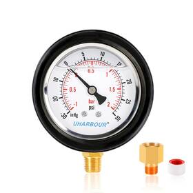 Gdd044 Uharbour Pressure Vacuum Gauge 2-1/2 Inch Dial Liquid Filled -30 Inhg/30 Psi Rubber Prote