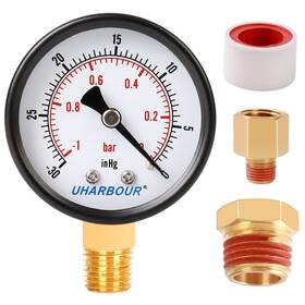 Mgd010 Uharbour Water Pressure Gauge For Gas And 30inhg/0bar Dual Scale With 1/4 Inch Npt Mgd010 Uharbour Water Pressure Gauge For Gas And 30inhg/0bar Dual Scale With 1/4 Inch Npt