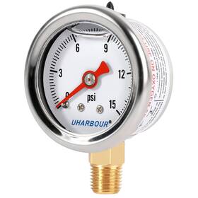 Xgd008 Uharbour Glycerin Filled Pressure Gauge With 304 Stainless Steel Case 1-1/2 Inch Dial Siz