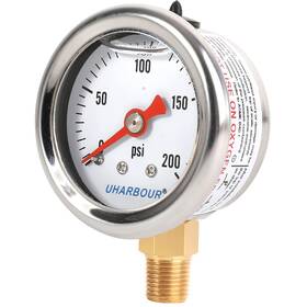 Xgd012 Uharbour Glycerin Filled Pressure Gauge With 304 Stainless Steel Case 1-1/2 Inch Dial Siz