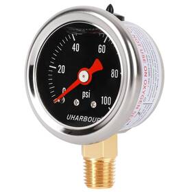 Xgd018 Uharbour Glycerin Filled Pressure Gauge With 304 Stainless Steel Case 1-1/2 Inch 0-100psi