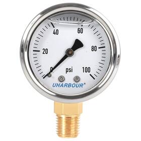 Zgd001 Uharbour Liquid Filled Fuel Pressure Gauge With 2 Inch Dial And 304 Stainless Steel Case