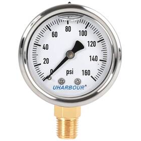 Zgd002 Uharbour Glycerin Filled Pressure Gauge With 304 Stainless Steel Case 2 Inch Dial Size 0