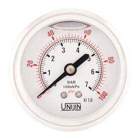 P251 Unijin 647016849829 Series 2 Inch Dial Oil Filled Pressure Gauge With Brass Internals 0-100 Psi/kpa