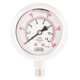 P255 Unijin 647016849997 Series 2.5 Inch Dial Oil Filled Full Stainless Steel Pressure Gauge 0-200 Ps
