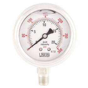 P255 Unijin 647016850009 Series 2.5 Inch Dial Oil Filled Full Stainless Steel Pressure Gauge 0-300