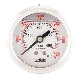 P251 Unijin 850024812369 Series 2 Inch Dial Oil Filled Pressure Gauge With Brass Internals 0-6000 Psi/kp