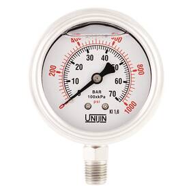 P255 Unijin 850024812468 Series 2.5 Inch Dial Oil Filled Full Stainless Steel Pressure Gauge 0-1000 P