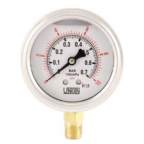 Ujp251a06508010 Unijin P251 Series 2.5 Inch Dial Oil Filled Pressure Gauge With Brass Internals 0-10 Psi/kp