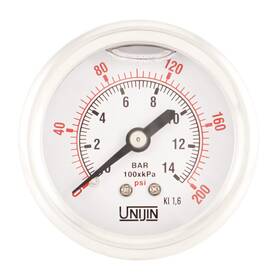 Ujp251d05006200 Unijin P251 Series 2 Inch Dial Oil Filled Pressure Gauge With Brass Internals 0-200 Psi/kpa