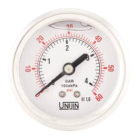 Ujp251d05008060 Unijin P251 Series 2 Inch Dial Oil Filled Pressure Gauge With Brass Internals 0-60